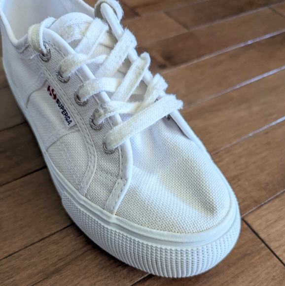Superga 2790 White Canvas Platform Sneakers Shoes Women Size 6.5 - Picture 11 of 16